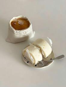 420ml Canvas Bag Cup, Creative Coffee Cup With Latte Art, Elegant Office Water Cup, Minimalist Handgrip Ceramic Cup For Home Snacks - Multicolor - View 3