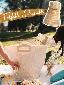 Women's Sun Hat, Beach Hat, Raffia Sun Hat, Wide Brim Straw Ponytail Hat, Foldable, Gift - Multicolor - View 8