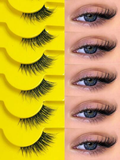 Asiteo 9 pares de pestañas postizas de aspecto natural para el Eid Al-Fitr, pestañas postizas de estilo manga con banda transparente, pestañas postizas de mink falso 3D suaves y cortas, pestañas postizas de mink falso esponjosas y delicadas, herramienta de extensión de pestañas, pestañas postizas