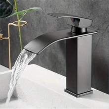 European Style Waterfall Faucet, Bathroom Countertop Or Undermount Basin - Black - View 1