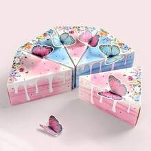 8 piezas Caja de regalo creativa con forma de pastel de mariposa tridimensional linda para fiesta de cumpleaños - multicolor - Ver 4