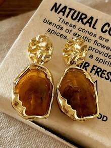 1 Pair Women's Vintage Elegant Earrings, European And American Fashion Nobility Style Versatile Accessories (Random Color Gradient & Floral Pattern) - Multicolor - View 5