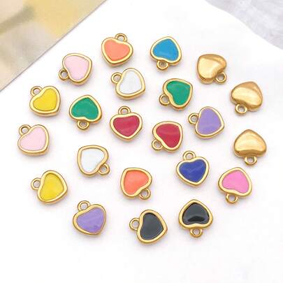 3pcs Heart Enamel Charms Stainless Steel Enamel Heart Charms Mini Heart Valentine Charm Pendants With Loop For DIY Jewelry Making Bracelet
