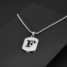 1件时尚简约不锈钢镂空26字母项链，嘻哈风格，奢华浪漫沉稳气质，休闲个性设计，百搭，适合任何场合 - 鋼色 - 查看 22