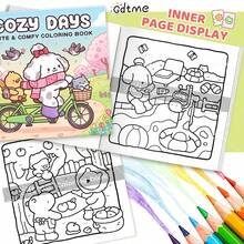 GDTME Tempo Confortável: Livro de Colorir de Padrão Simples e Ousado para Adultos e Crianças, Livro de Pintura Fofo, Ideal para Páscoa, Dia das Mães, Festa de Natal, Halloween e Presentes de Aniversário - Cenas de Colorir Relaxantes: Adequado para Amigos que Gostam de Colorir e Voltar às Aulas (Espaço Confortável para Colorir) - DIAS ACONCHEGANTES - Visão 3