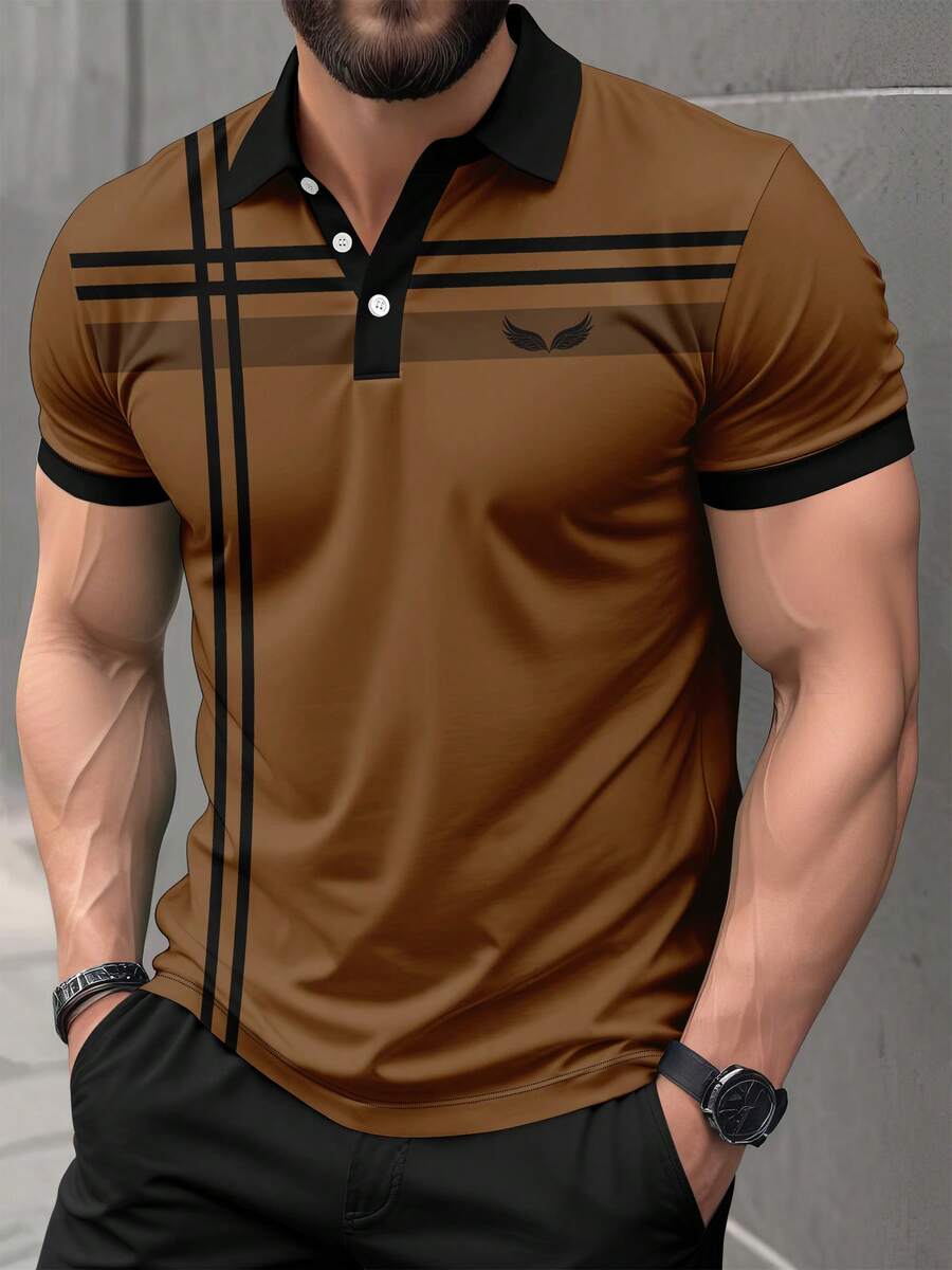 Áo Polo tay ngắn thời trang công sở nam - màu nâu - Xem 1