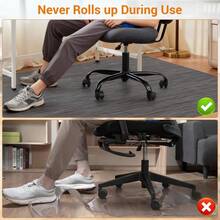 Tzou Anti-Slip Office Chair Mat For Hardwood And Tile Floors – 36" X 48" Low-Pile Rolling Chair Protector – Durable PVC Backing, Smooth Glide – Black Gray - 48" X 36" - View 3