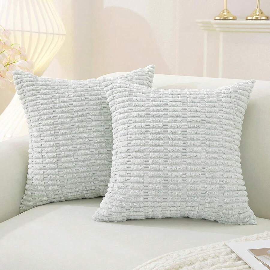 YSTYLE Samt-Sofakissenbezüge 45x45 cm, 2 Stück, weiche Sofakissenbezüge, minimalistischer Kissenbezug, Wohnzimmerkissenbezüge mit verdecktem Reißverschluss - Grün - Übersicht 1