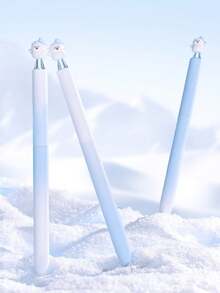 1pc Snowman Rotating Ballpoint Pen, Comes With Exquisite 3D Embossed Sticker Set, Quick-Drying Anti-Leakage, Suitable For Practice Writing And Office Use - Snowman Twist - View 2