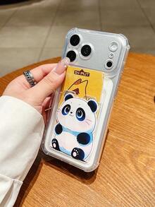 Ốp lưng điện thoại trong suốt hình gấu trúc hoạt hình mới, có khe đựng thẻ, in UV tự làm, mạ điện, bảo vệ mờ, phù hợp cho iPhone 17 Pro Max 16 15 14 13, quà tặng Giáng sinh, Năm mới, Lễ Phục sinh. - Gấu trúc dễ thương - Xem 2