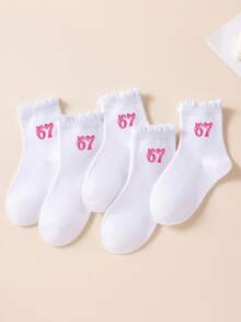 1/5 双女童白色公主风蕾丝袜，67 码；复古甜美紫红色蝴蝶结袜，67 码；青少年返校运动跑步袜；婴幼儿必备礼物 - 彩色 - 查看 7