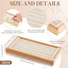 Pcs Bamboo Ring Holder Bamboo Ring Display Stand 5 Slot Rings Display Tray Jewelry Storage Tray Organizer For Rings Earrings Selling Retail Stores Home Exhibitions - beige - 查看 3