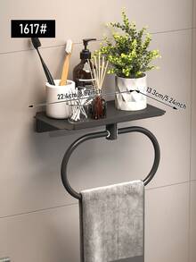 1pc Oval Towel Rack, Wall-Mounted, No Drilling Required, Space-Saving Bathroom Organizer With Towel Ring, Bathroom Triangle Shelf, Bathroom Towel Rack, Bathroom Hardware - Multicolor - View 13