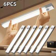 6pcs LED Cabinet Lights, Bedroom Lights, Ultra-Thin Smart Kitchen Countertop Lights, Wardrobe Home Decor Lights, Suitable For Cabinets, Shoe Racks, Entryways, Decorative Lighting, Essential Home Accessories For Kitchen, Bedroom And Wardrobe - LED Sensor Model - View 2