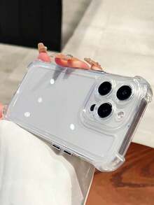 1pc Silicone Transparent Shock-Proof Airbag Anti-Fall Phone Case Compatible With IPhone 15 Pro Max, 16 Pro Max, 16 Pro, 14 Pro Max, 14 Pro, 13 Pro Max, 16, 17, 17 Pro, 17 Pro Max, S22, Galaxy S22 Ultra, Galaxy S23 Ultra, Galaxy S24 Ultra, A55, A14, Galaxy S24 FE - Clear - View 7