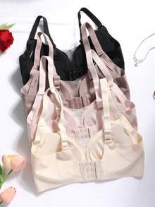 4PCS Women's Jelly Bras - Mesh/Lace Mesh, Seamless Wireless, Adjustable Straps, Removable Pads, Shockproof Push-Up, Mild Support, Breathable Comfort For Yoga Running Fitness & Daily Wear - 混合色 - 查看 6
