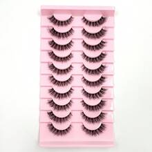 10 Pairs Transparent Band Natural Long 3D Faux Mink Eyelashes Soft Fluffy Thick Wispy Volume Reusable Comfortable Daily Lashes - Black - View 9