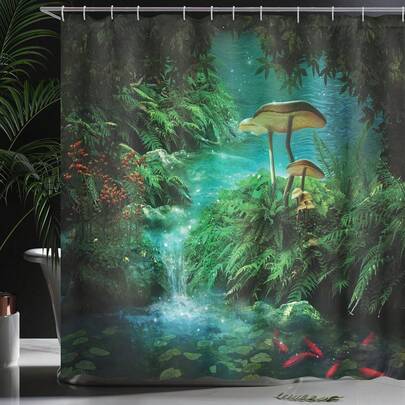 Rèm tắm phong cách trang trại mộc mạc, kích thước 70.8x70.8 inch, họa tiết hoa và bướm, chất liệu polyester màu kem và nâu, trang trí phòng tắm nghệ thuật, kèm 12 móc treo, chống thấm nước, phù hợp theo mùa, có thể giặt máy.