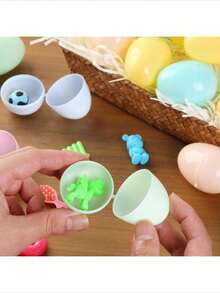 1/20pcs Plastic Easter Eggs, Soft Random Colors, Reusable & Shockproof, Suitable For Easter Egg Hunting, Crafts And Party Decorations, Essential For Easter Decor - Multicolor - View 2
