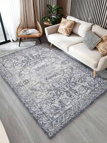 1pc Vintage Style Large Area Rug, New Faux Wool Washable Bottom Indoor Carpet, Living Room Rug, Sofa Rug, Bedroom Rug, Bedside Anti-Slip Mat, Room Floor Mat, Dining Kitchen Rug, Office Chair Pad, Entryway Doormat, Outdoor Picnic Blanket, Camping Mat - Multicolor-1 - View 2