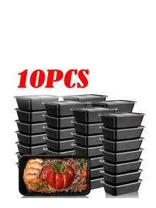 5/10 hộp đựng thực phẩm bằng nhựa màu đen có nắp đậy - Chống rò rỉ, có thể xếp chồng lên nhau - Hộp đựng cơm trưa dùng được trong lò vi sóng và tủ đông - màu đen - Xem 9