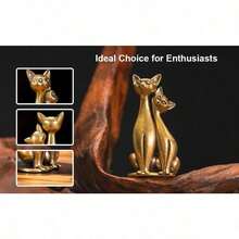1pcs Couple Cat Ornament Retro Brass Sculpture Artwork, Wrapped Around The Cat In Love Ideal Home Office Or Cafe Decoration, Suitable For Bookshelf Living Room Or Tabletop Display - 一對貓 - 查看 10