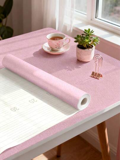 1卷（1米/3米/5米）粉色丝绸壁纸，宽17.7英寸，DIY可移除，易撕易贴，移除后不留残胶，防水防潮，易清洁，适用于洗衣机、排气扇、厨房角落、橱柜、浴室隔断、餐厅厨房、桌子、家居装饰PVC装修贴纸