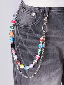 1pc Fashion Hiphop Colorful M-Shaped Waist Chain, Versatile Jeans Chain Decor Pendant, Streetwear Accessory For Daily Wear - Multicolor - View 1