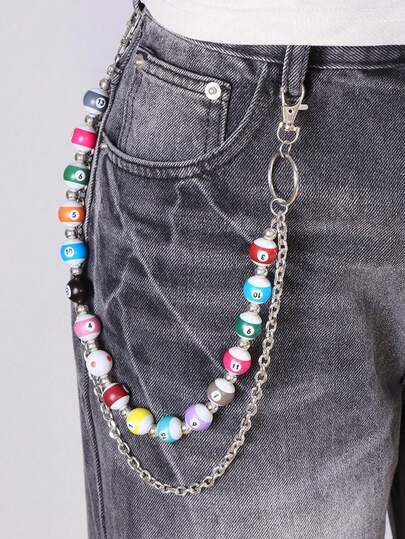 1pc Fashion Hiphop Colorful M-Shaped Waist Chain, Versatile Jeans Chain Decor Pendant, Streetwear Accessory For Daily Wear