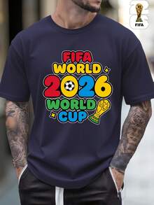 [Con licencia de la  World Cup] 1 pieza, camiseta de manga corta de fútbol para hombre y mujer, camiseta para parejas, camiseta versátil de cuello redondo para hombre, tela suave y cómoda, perfecta para deportes, uso diario y actividades al aire libre, un gran regalo para familiares. - Blanco - Ver 10