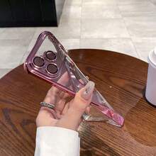 DECOPHONE 1pc Shiny Pink Metal Frame Open Magnetic Case, Simple, Elegant, And Stylish Protection, Compatible With Apple 17 Pro, 17 Pro Max/Supports Wireless Charging With Lens Protection. - Pink - View 9