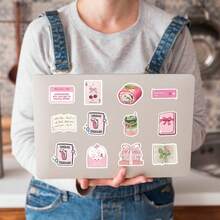 50张粉色阅读贴纸，可爱卡通剪贴簿美学贴纸套装，趣味书籍贴纸，书籍主题贴纸，头盔贴纸，越野摩托车贴纸，乙烯基防水贴纸，适用于水瓶、电脑、笔记本电脑、手机、行李箱、笔记本、冰箱等。 - 彩色 - 查看 5