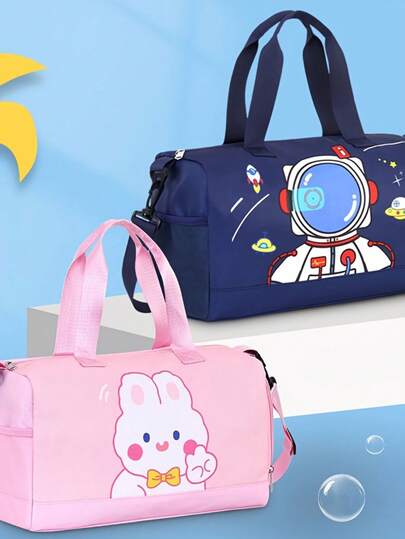 新款创意可爱旅行包/沙滩包，多功能便捷，高品质拉链封口，带鞋仓收纳空间、侧网袋、行李包，内部设有多个小隔层，可手提或单肩背，适合日常出行、玩耍、旅行、游泳、收纳衣物及日常必需品。