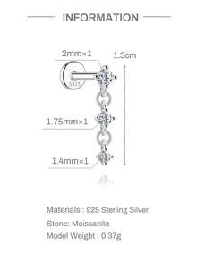 1件莫桑石925纯银水滴吊坠耳钉，18K镀金，低过敏性，适合耳骨、耳屏穿孔，是送给女性和女孩的日常佩戴礼物，也适合婚礼季佩戴。 - 銀色 - 查看 5