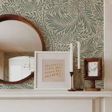 William Morris Style Removable Wallpaper, Self-Adhesive Peel And Stick Wallpaper, Green Feather Grass - C - View 5