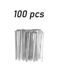 Garden Peg Silvery Metal U-Shape Garden Staple With Mats & Precision Hook Garden Ground Nail Film Fixed Pegs Gardening Fixing Tools Film Peg - U-shaped Nail - View 13