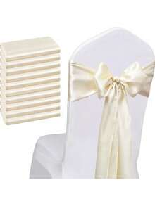 1pc White/Mint Wedding Ribbon Chair Decorated With Bowknot, 7x108 Inches Ribbon Fabric Ribbon For Banquet Party, Hotel Restaurant, Ceremony Event Decorations, Outdoor Party Decorations, Festival Event Decorations - one-size - View 1