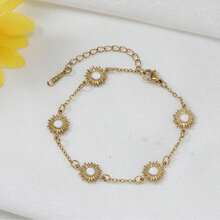 1件装时尚不锈钢向日葵吊坠手链，女士简约百搭日常佩戴饰品 - 太陽花手鍊 - 查看 1