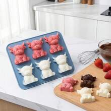 1 Khuôn làm đá hình bò cao nguyên mini 5.9 inch – Khuôn làm đá silicon 6 ngăn, hình bò cao nguyên 3D dễ thương dùng cho đồ uống, tiệc tùng và quà tặng, dẻo, dễ lấy đá ra, an toàn với máy rửa chén. - Nhiều màu - Xem 6