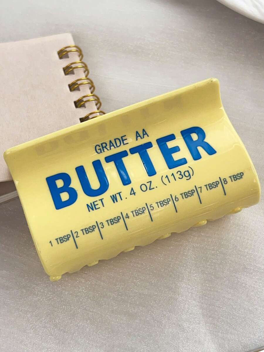 可爱黄油造型发爪夹，新奇食物造型亚克力发夹，趣味黄色黄油条发饰，适合女孩和女士，防滑夹口，日常佩戴，独特造型，夏季沙滩发夹