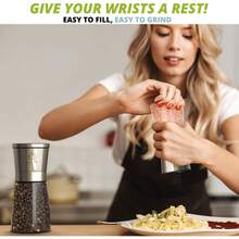 Salt & Pepper Grinder Set - 2X Premium Quality Ceramic Grinders - Easy To Fill & Use - Season To Perfection With Adjustable Coarseness - Large Capacity - Refill Less Often - 1 - View 2
