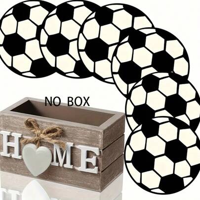 6pcs 2D Printed Football Sports Theme Coasters, Suitable For Yard, Kitchen, Living Room, Family Gathering Tabletop Decor, Gift For Friends And Family On Holidays, Suitable For Valentine's Day, Wedding, Birthday Party Home Decor Accessories, Best Gift For Friends