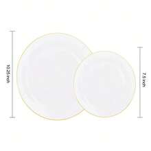 1个圆形金边餐盘，厚重镀金，派对餐盘，透明甜点盘，适用于婚礼、派对、生日晚宴等场合。 - 白色 - 查看 7