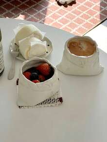 420ml Canvas Bag Cup, Creative Coffee Cup With Latte Art, Elegant Office Water Cup, Minimalist Handgrip Ceramic Cup For Home Snacks - Multicolor - View 4