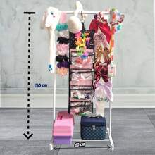 Rack Infantil para Ropa y Accesorios – Perchero Organizador Desmontable para Habitación de Niños, Estructura Metálica Soporta hasta 20 kg, Disponible en Negro o Blanco. Desmontable / fácil armado. 130 x 60 x 35 cm. - Ver 3