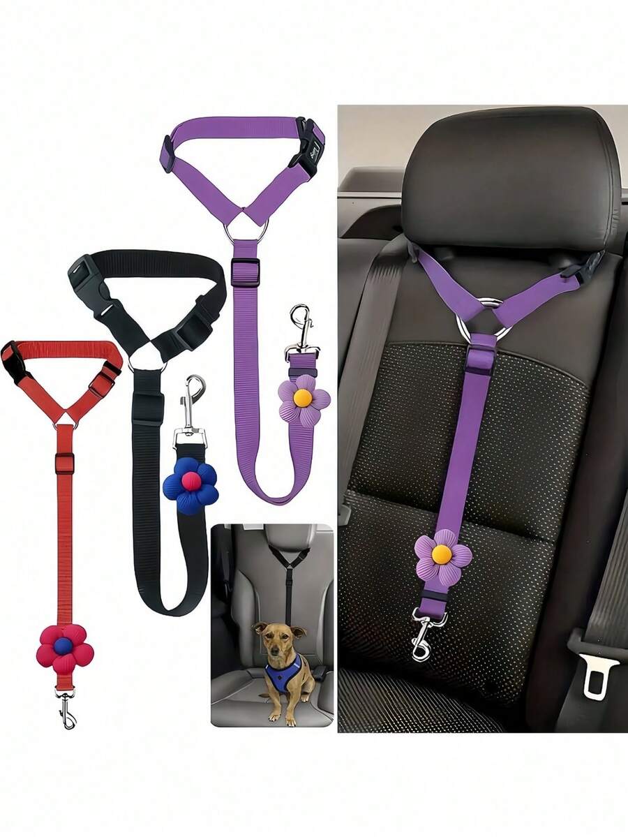1 chiếc dây dắt chó ngồi ghế ô tô, dây dắt thú cưng trong xe, dây an toàn cho chó trên xe hơi, khóa dây an toàn cho chó trên xe hơi, phụ kiện ghế ô tô cho chó, quà Giáng sinh - Nhiều màu - Xem 1