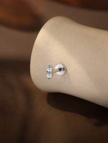 1 đôi bông tai bạc 925 đính đá Moissanite dành cho nữ, kiểu dáng cổ điển lãng mạn, phù hợp để đeo hàng ngày, dự đám cưới, lễ đính hôn, là món trang sức cao cấp. - Bạc - Xem 6