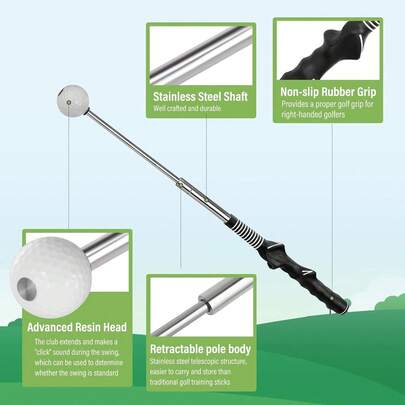 Retractable Golf Swing Training Aid Indoor Practice Tool