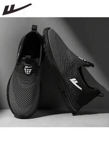 WARRIOR 1 đôi giày thể thao nam thường ngày, thoáng khí, đế mềm đệm khí, chống trượt, bền chắc, kiểu giày lười, nhẹ và thoải mái cho hoạt động hàng ngày và ngoài trời. - màu đen - Xem 2