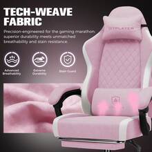 Fabric Gaming Chair With Footrest, Ergonomic Computer Desk Chair With Pocket Spring Cushion Home Office High Back Support Lumbar Support Heavy Duty Wide - Pink - View 7